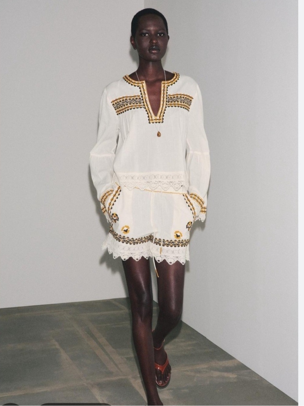 Zara ZW Collection Co Ord Set Embroidered M/L